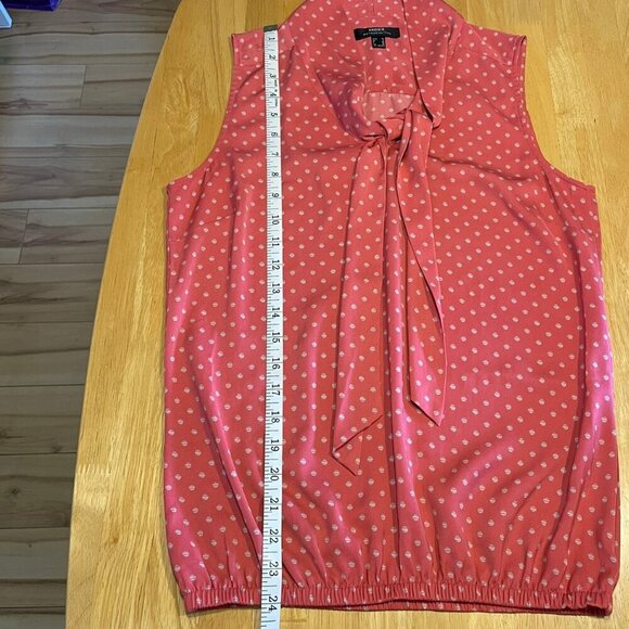 MEXX Pink White Polka Dot Sleeveless Blouse With Bow Women's Size 32, Size XS - Picture 8 of 9